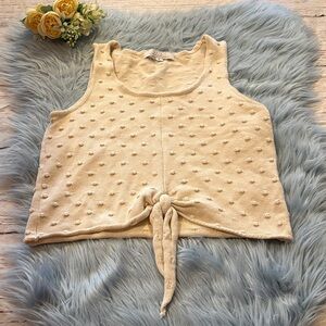 Callahan Cream Textured Knit Tie Front Tank Top sz S